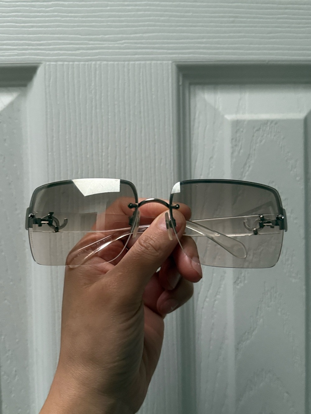 CHANEL Rimless Sunglasses in Light Brown Gradient Lens VINTAGE - Picture 9 of 16